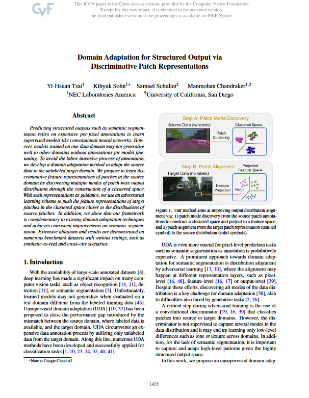 Domain Adaptation for Structured Output via Discriminative Patch Representations