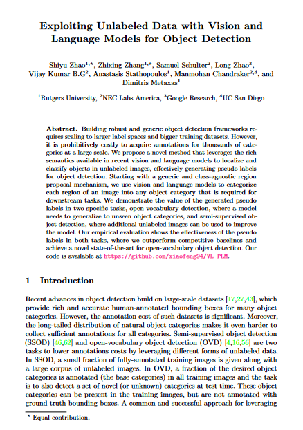 Exploiting Unlabeled Data with Vision and Language Models for Object Detection