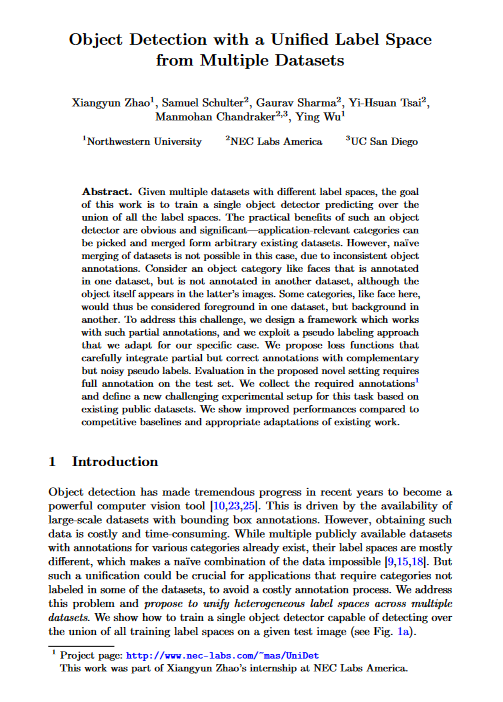 Object Detection With a Unified Label Space From Multiple Datasets