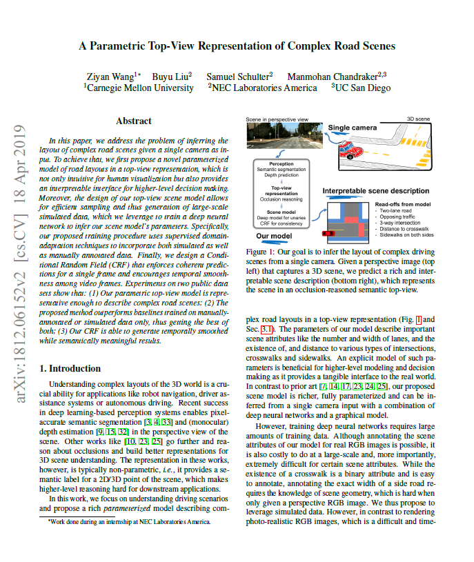 A Parametric Top-View Representation of Complex Road Scenes